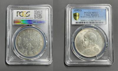 日本大阪雅和auction 2025金秋競賣會第一期 - PCGS鑒定大清銀幣 壹元和 民國十年 62分 壹元 共計2點 保真/返品不可