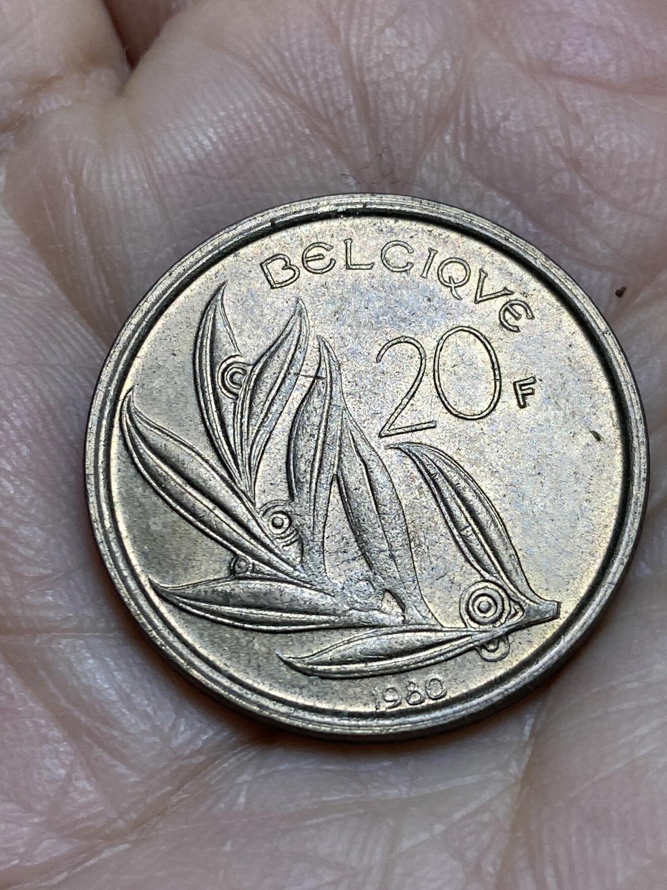 2025年第一百二十二场(总第一百四十八场）外国好品散币(免佣金) 比利时🇧🇪1980年20法郎(博杜安一世时期，法语版)