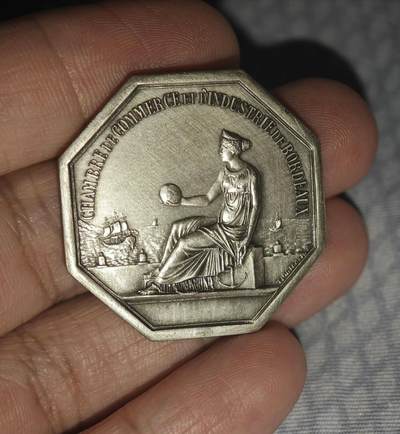 法国贸易女神八角银代币，八角银章，23.5g - 法国贸易女神八角银代币，八角银章，23.5g