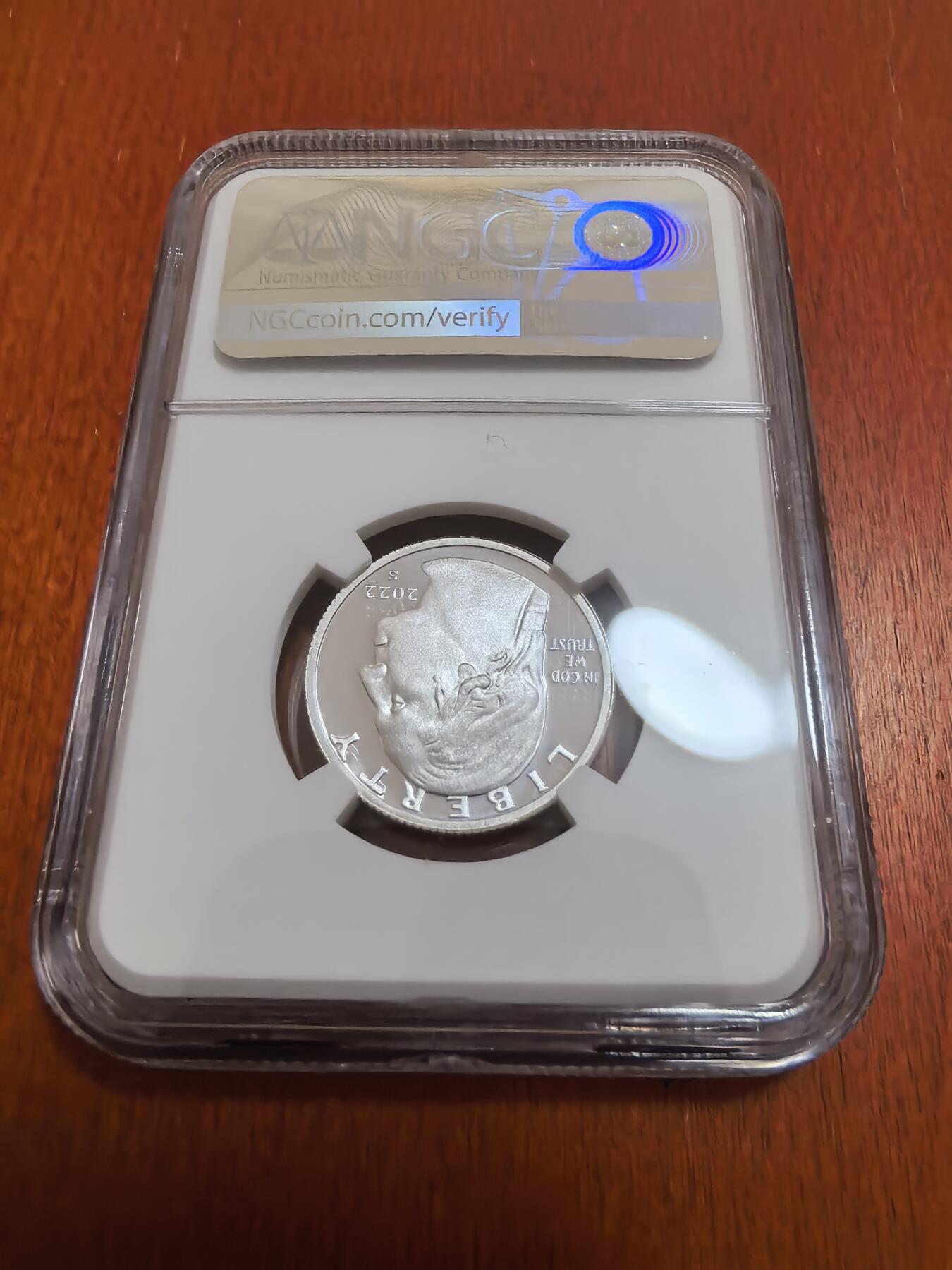 长老汇蛇年精选第七十场拍卖 2022 S 美国杰出女性——莱德25美分精制银币，NGC PF70UC，早期标