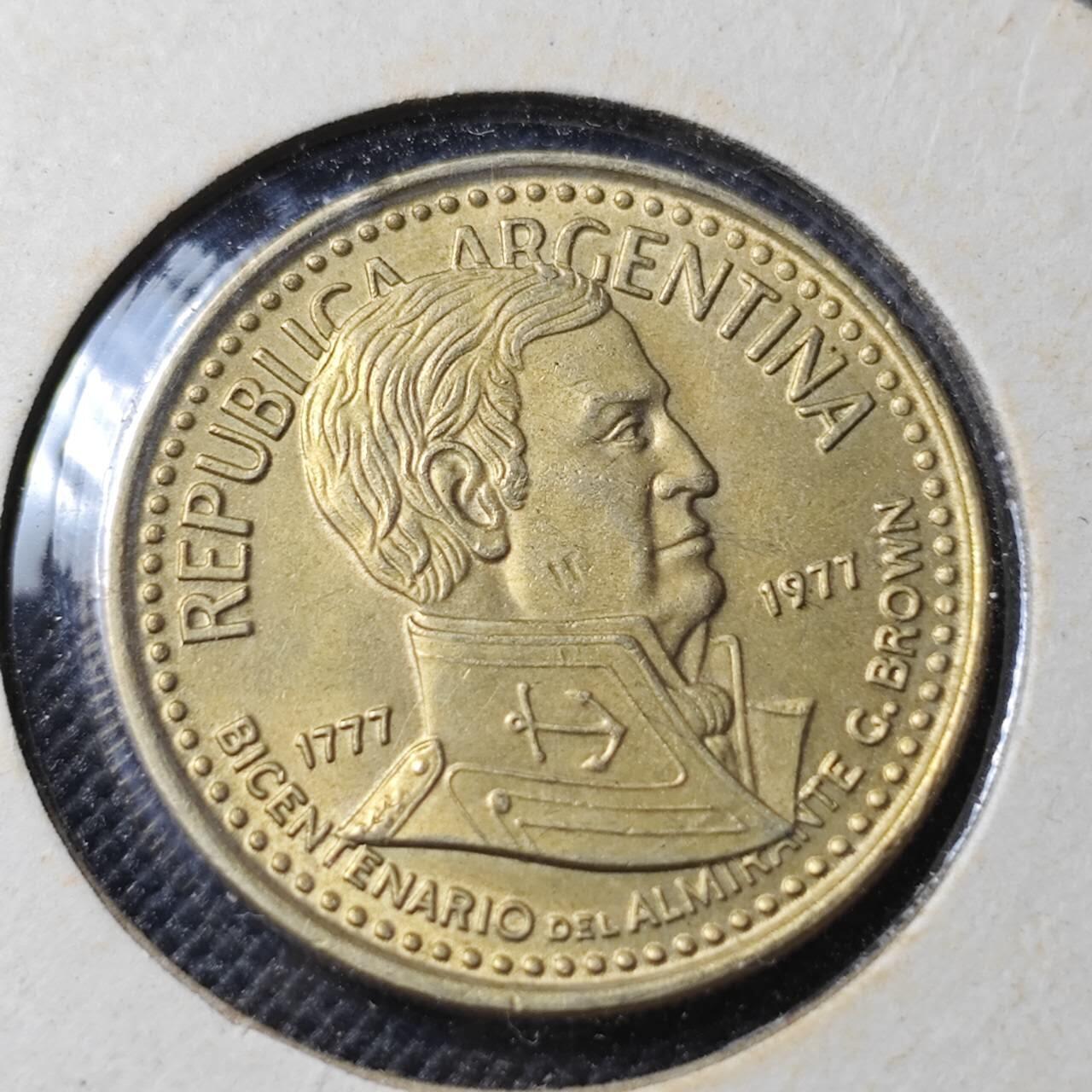 KK钱币收藏小铺  第364场  2月预留时间 周末发货  1977阿根廷10比索纪念币 不多见