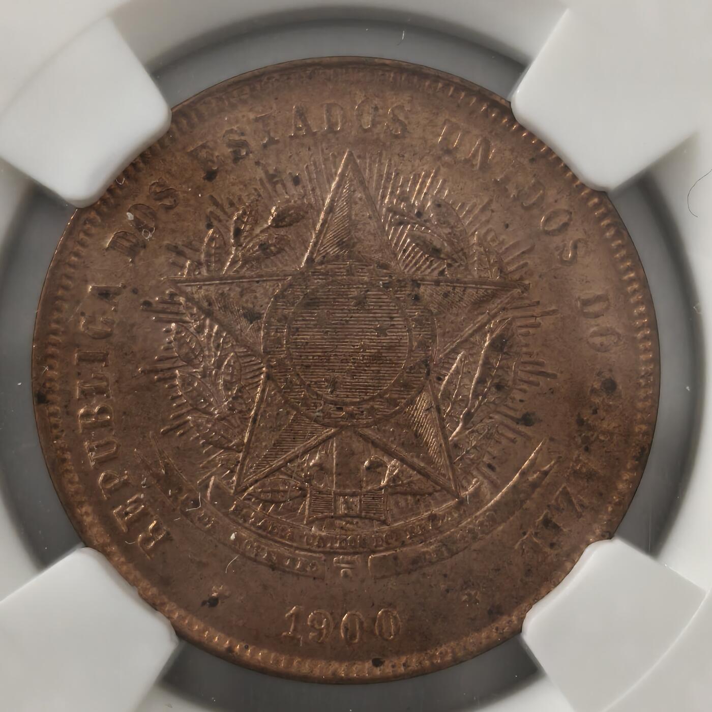 老蟹的宝藏🏴‍☠️ III NGC MS63RB 巴西1900年20瑞斯