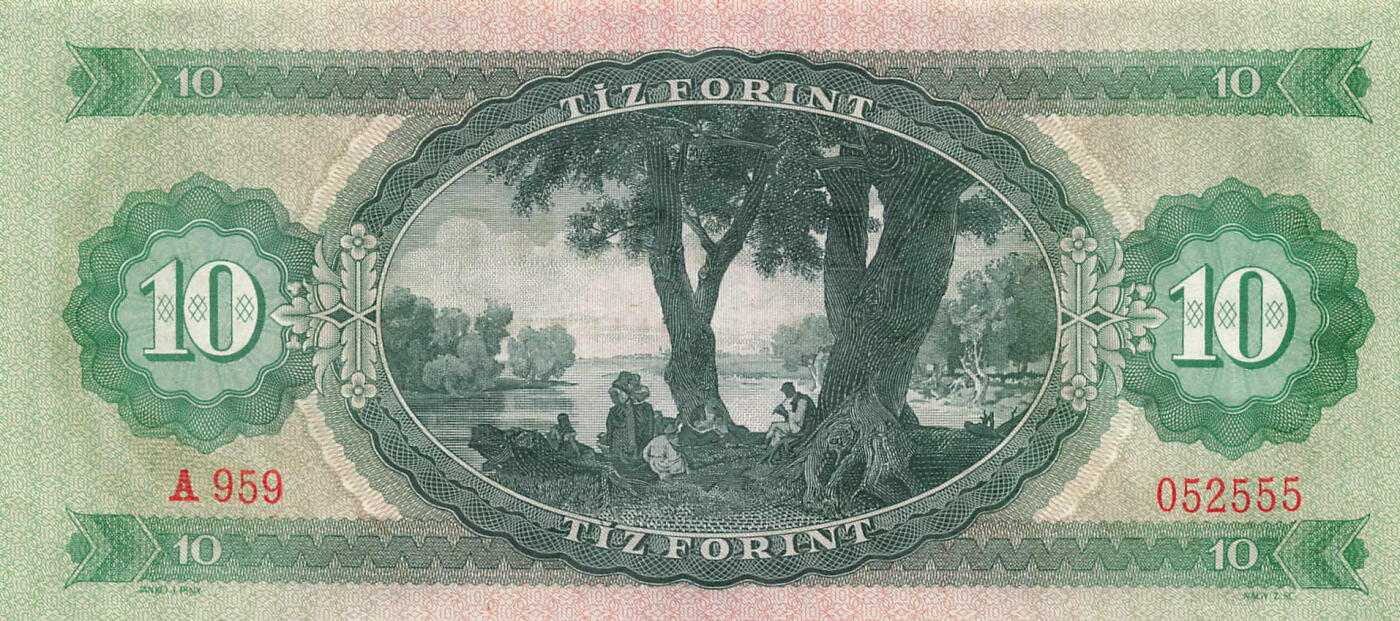 小福收藏拍卖第197期 裸钞场 本期有多张豹子号靓号 百慕大03年50元纪念钞百位号 马来亚和英属婆罗洲开国第一张纸币大冠女王 马来亚 41年1元英王乔六 法属太平洋10000法郎 捷克1000克朗纪念钞千位号  卢森堡 1000法郎  萨尔瓦多样钞 匈牙利 法罗群岛 危地马拉等多国精美纸币 匈牙利 1969年 10福林 A冠 无47 数3 豹子号555 unc