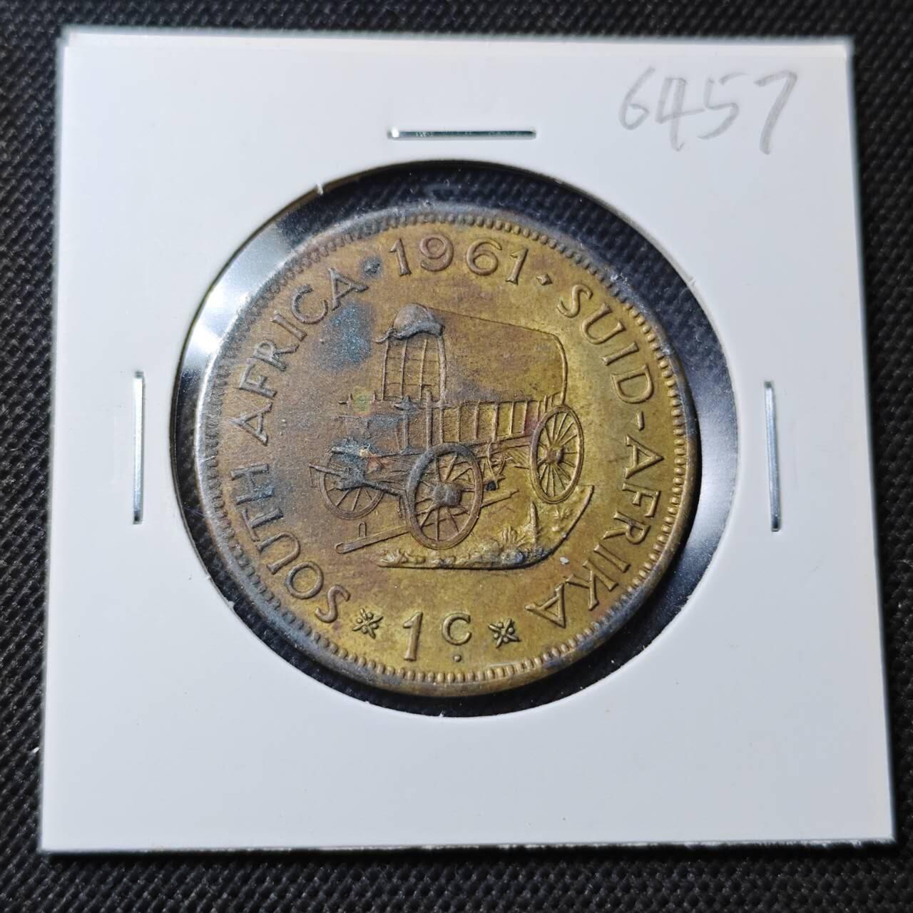 KK钱币收藏小铺  第364场  2月预留时间 周末发货 1961 南非1分铜币