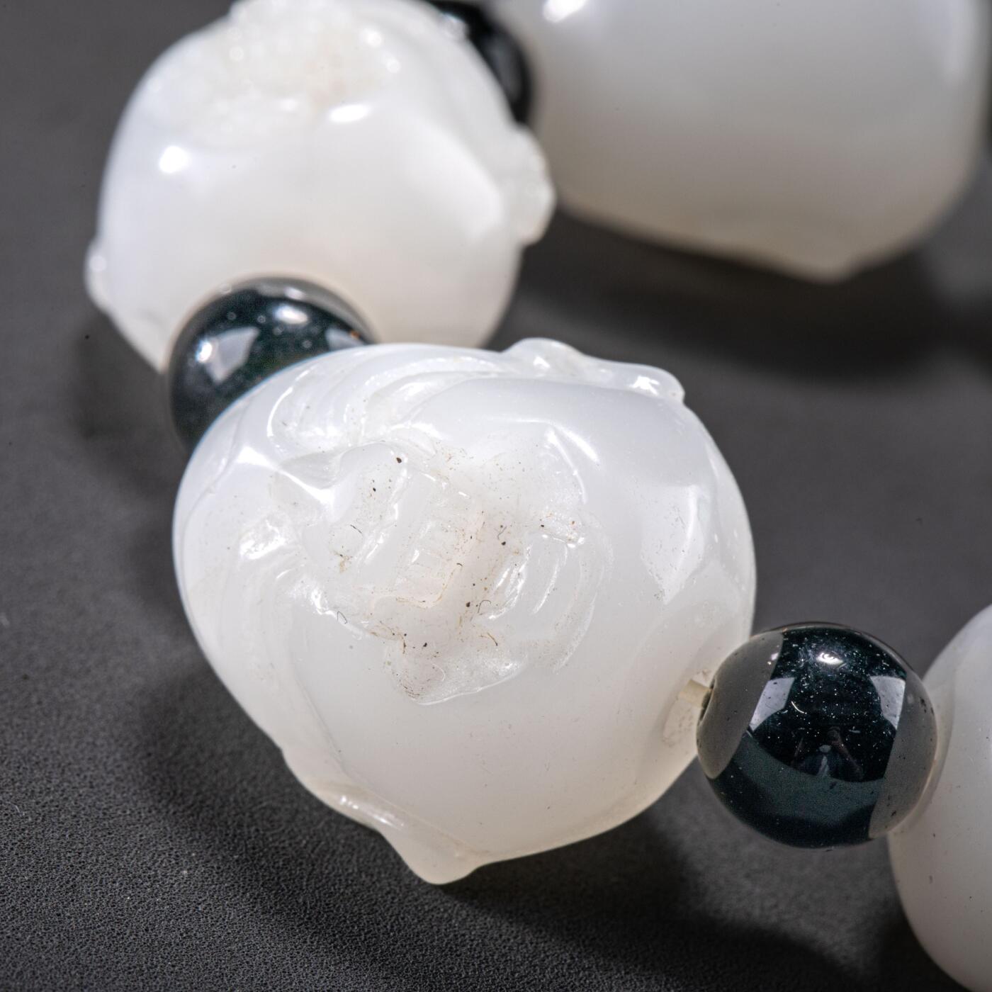 日本大阪雅和auction 2025金秋競賣會第一期 清 白玉羅漢手鏈 尺寸:L:7cm