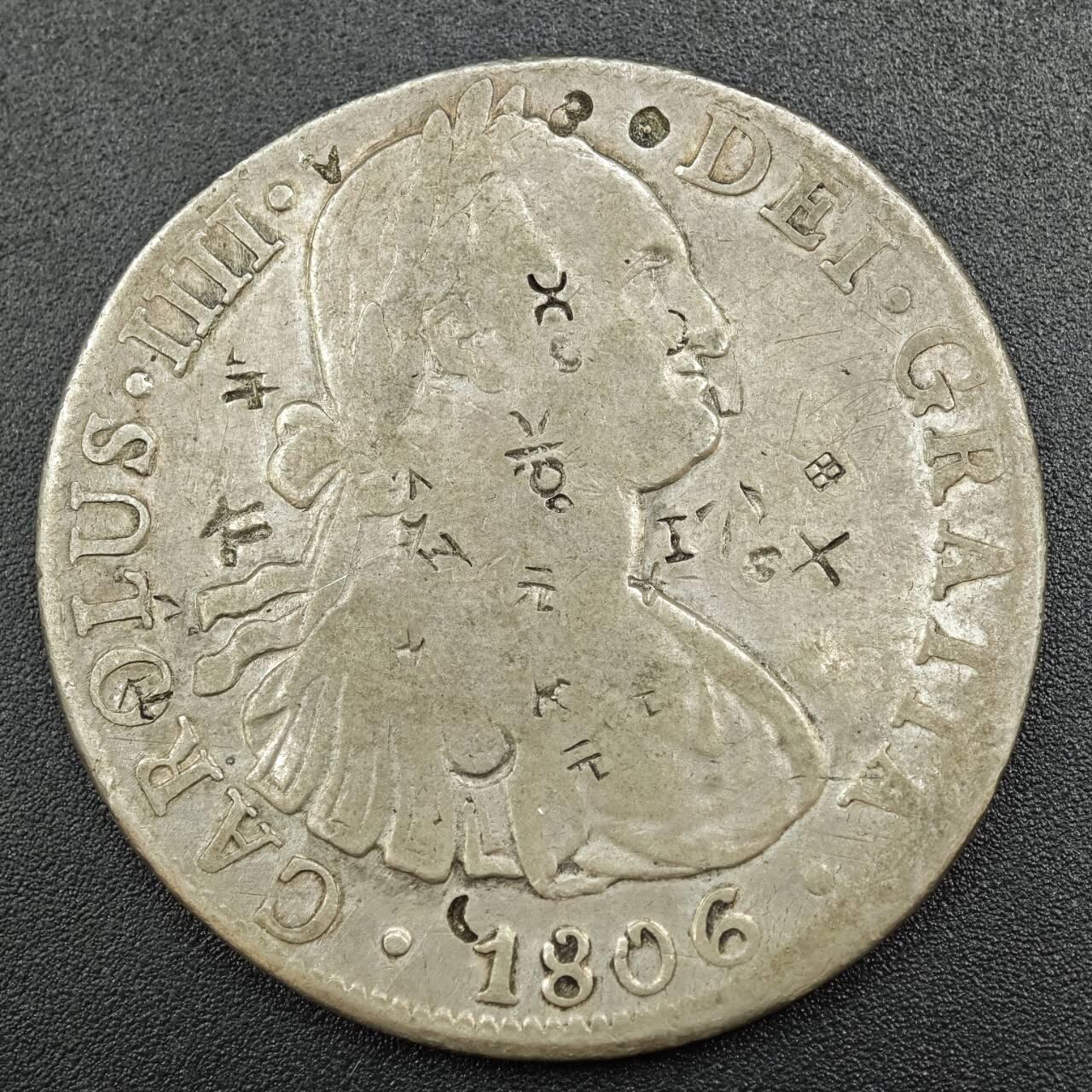 【淘币小摊】实时拍第七百八十七拍   银币套币场   满百包邮可预留二周 每周一统一发货   西属墨西哥1806年卡四8R银币加戳