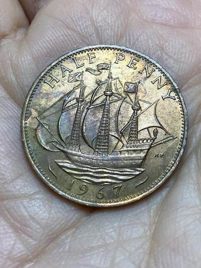 2025年第一百二十二场(总第一百四十八场）外国好品散币(免佣金) - 英国🇬🇧1967年半便士(伊丽莎白二世青年桂冠第二版，普制币关门年)