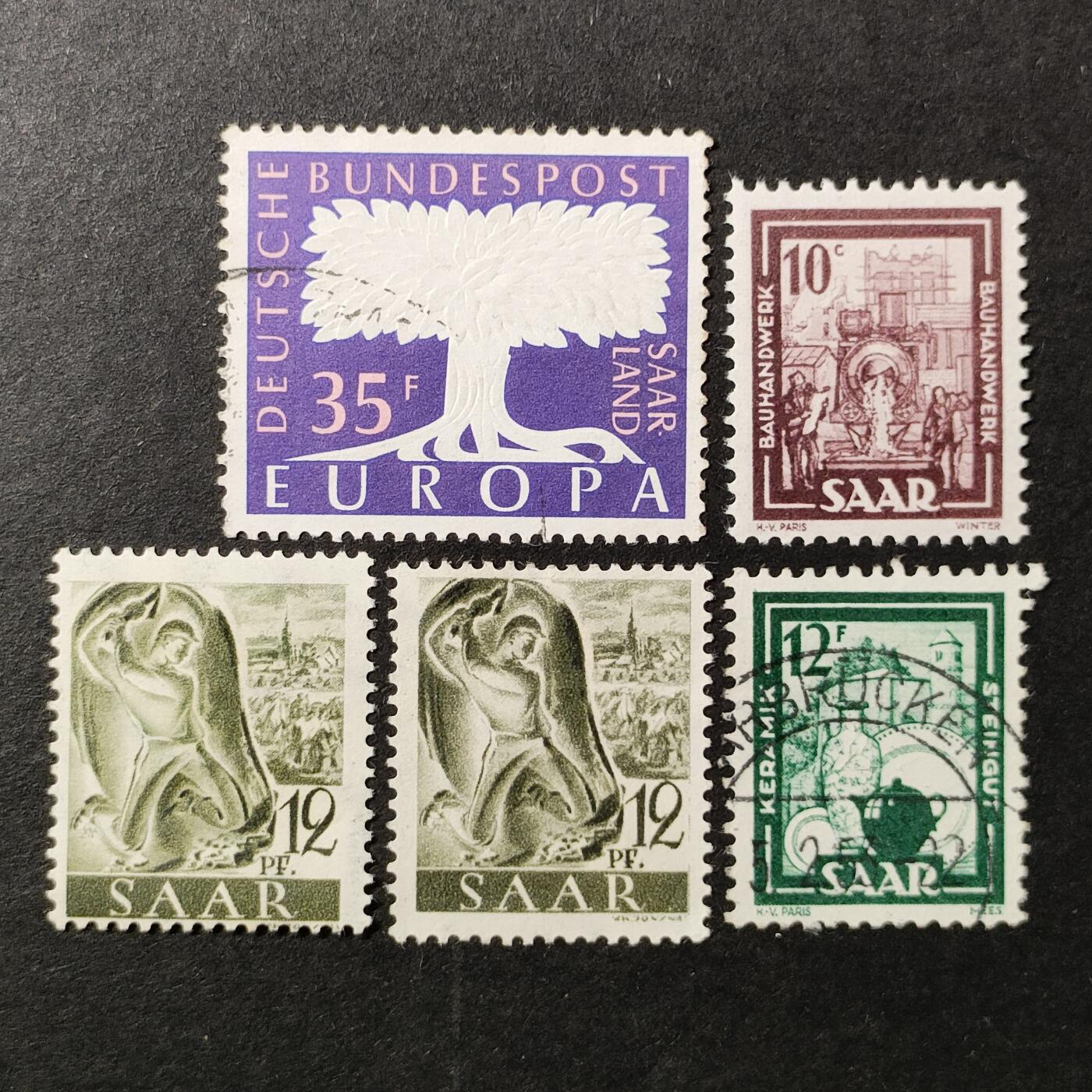 ↓君缘收藏642期☞钱币邮品↓无佣金、可寄存、满30元包邮  德国萨尔地区邮票一组