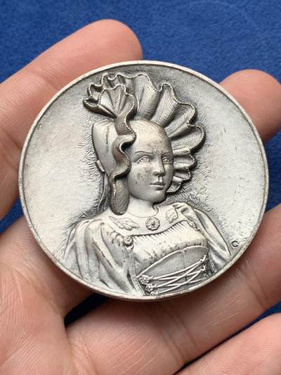 《竞宝斋》第435场 周日，周一2场连拍 （全场包邮） - 瑞士 圣加伦东部运动射击比赛 高浮雕 镀银奖章 50mm 50.1克