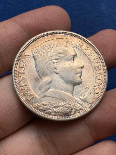 《竞宝斋》第435场 周日，周一2场连拍 （全场包邮） - 拉脱维亚1931年5拉特大银币 25克