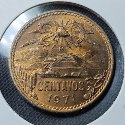 KK钱币收藏小铺  第364场  2月预留时间 周末发货 -  1971墨西哥20分铜币