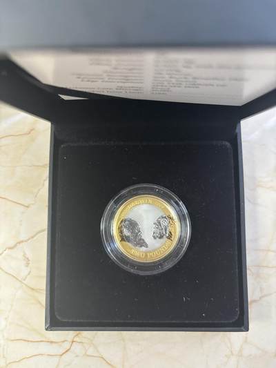 第180期拍卖【长期征集拍品】【北京币展专场】 - 英国2009年达尔文进化论双色2镑精制纪念银币，925银，12克，有氧化