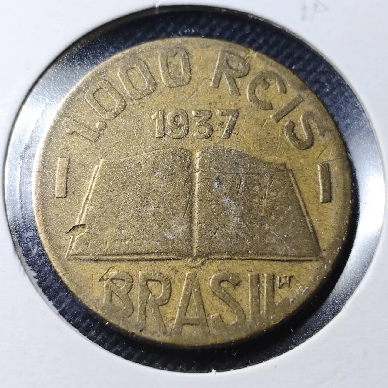 KK钱币收藏小铺  第364场  2月预留时间 周末发货  1937巴西1000瑞斯铜币
