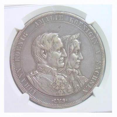 【银】NGC XF 德国萨克森1872年 国王金婚2泰勒大银币 爽品 - 【银】NGC XF 德国萨克森1872年 国王金婚2泰勒大银币 爽品