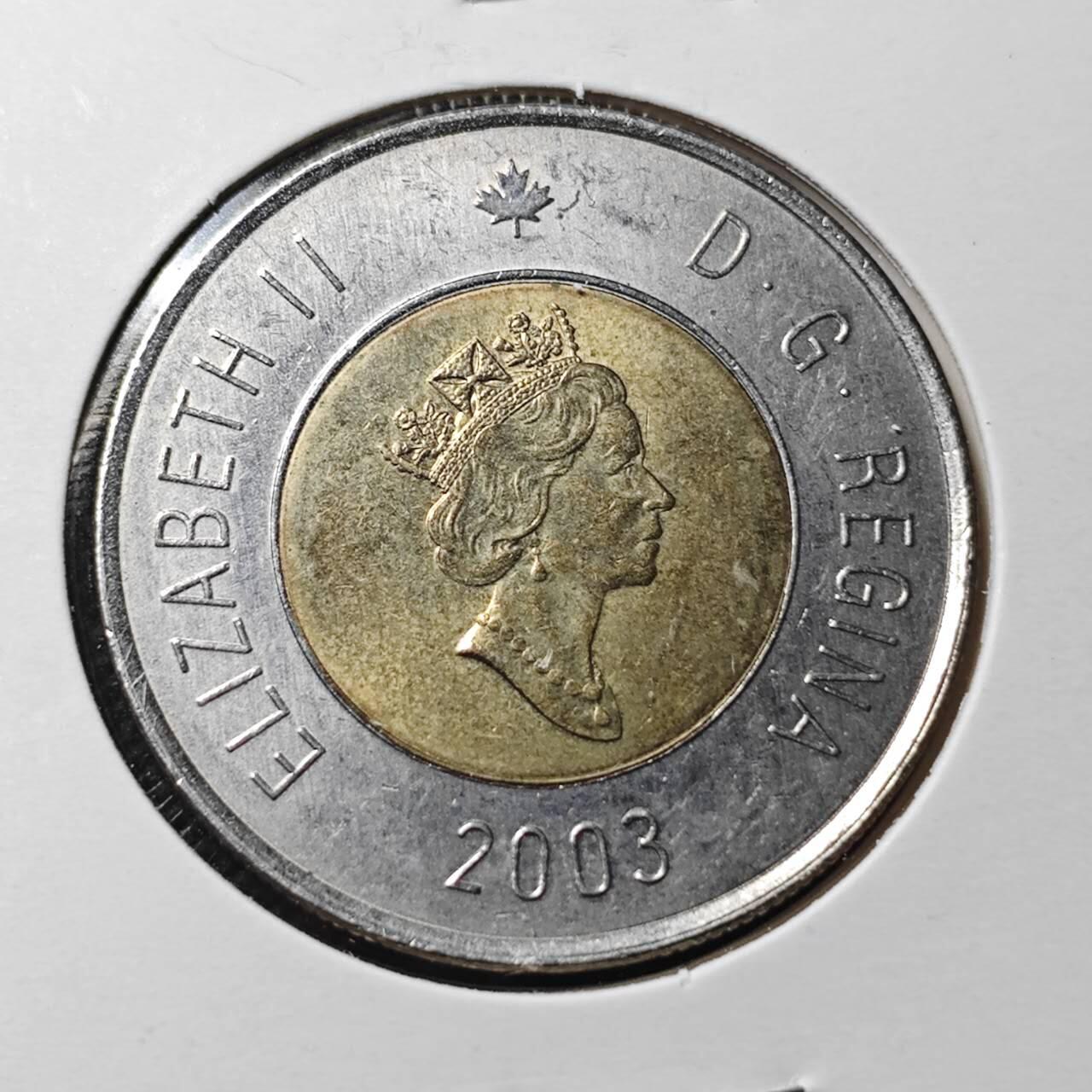 KK钱币收藏小铺  第363场  2月预留时间 周末发货 2003 加拿大2元