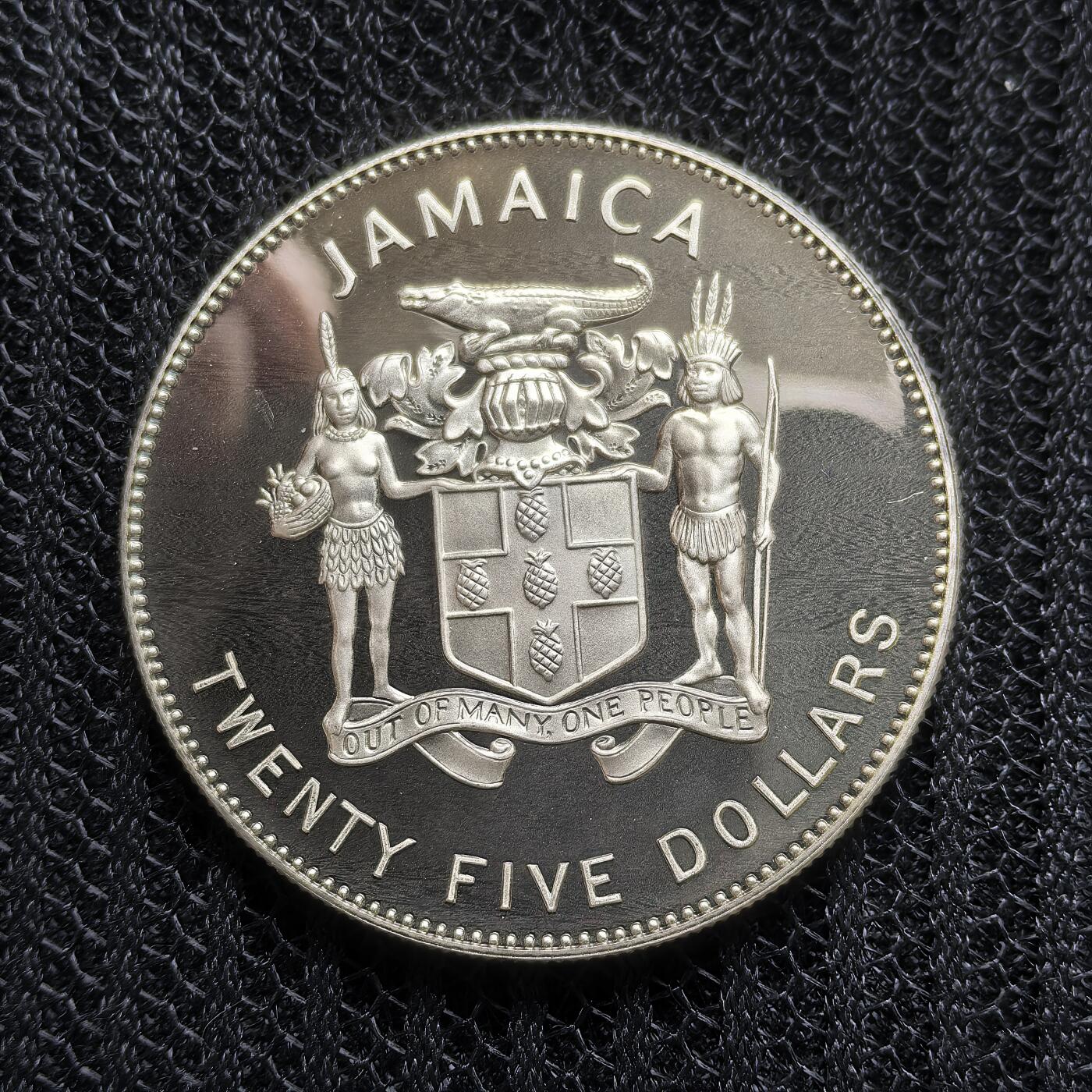 道一币馆币章第一百五十四场 牙买加1995年联合国成立50周年25元精制银币