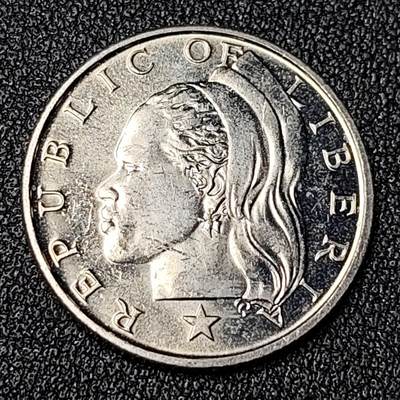 泉币菌-第124场-精品福利场(115场之后的本周末发货，感谢理解) - 少见原光极美 利比里亚1968年25分 23mm 非洲硬币 