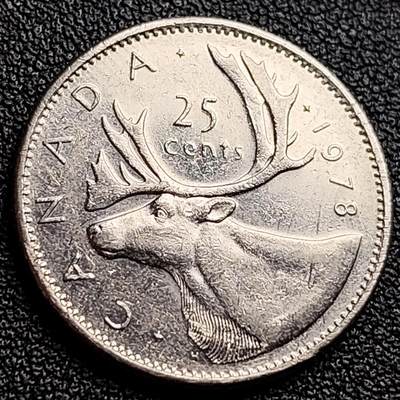 泉币菌-第123场-精品福利场(115场之后的本周末发货，感谢理解) - 高币值 加拿大1978年1/4加拿大元 伊丽莎白二世 驯鹿 24mm 