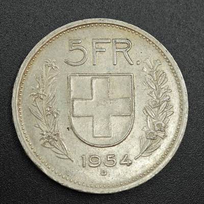 【淘币小摊】实时拍第七百八十七拍   银币套币场   满百包邮可预留二周 每周一统一发货   - 瑞士1954年5法郎银币