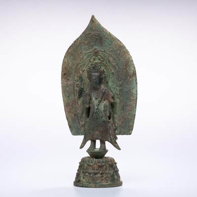 日本大阪雅和auction 2025金秋競賣會第一期 - 北朝 青銅佛像 尺寸:W:13.5 H:28cm 備註:盒付