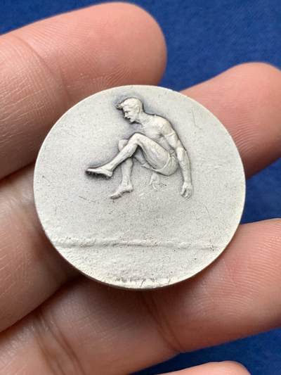 《竞宝斋》第435场 周日，周一2场连拍 （全场包邮） - 瑞士 1924 莱罗西 运动 镀银奖章 10.3克 29.8mm