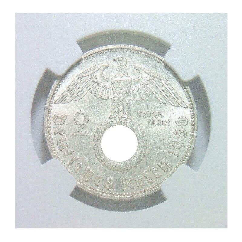 【银】稀年 NGC MS63 德国第三帝国1936年G版2马克银币 难得初铸 开卷原光