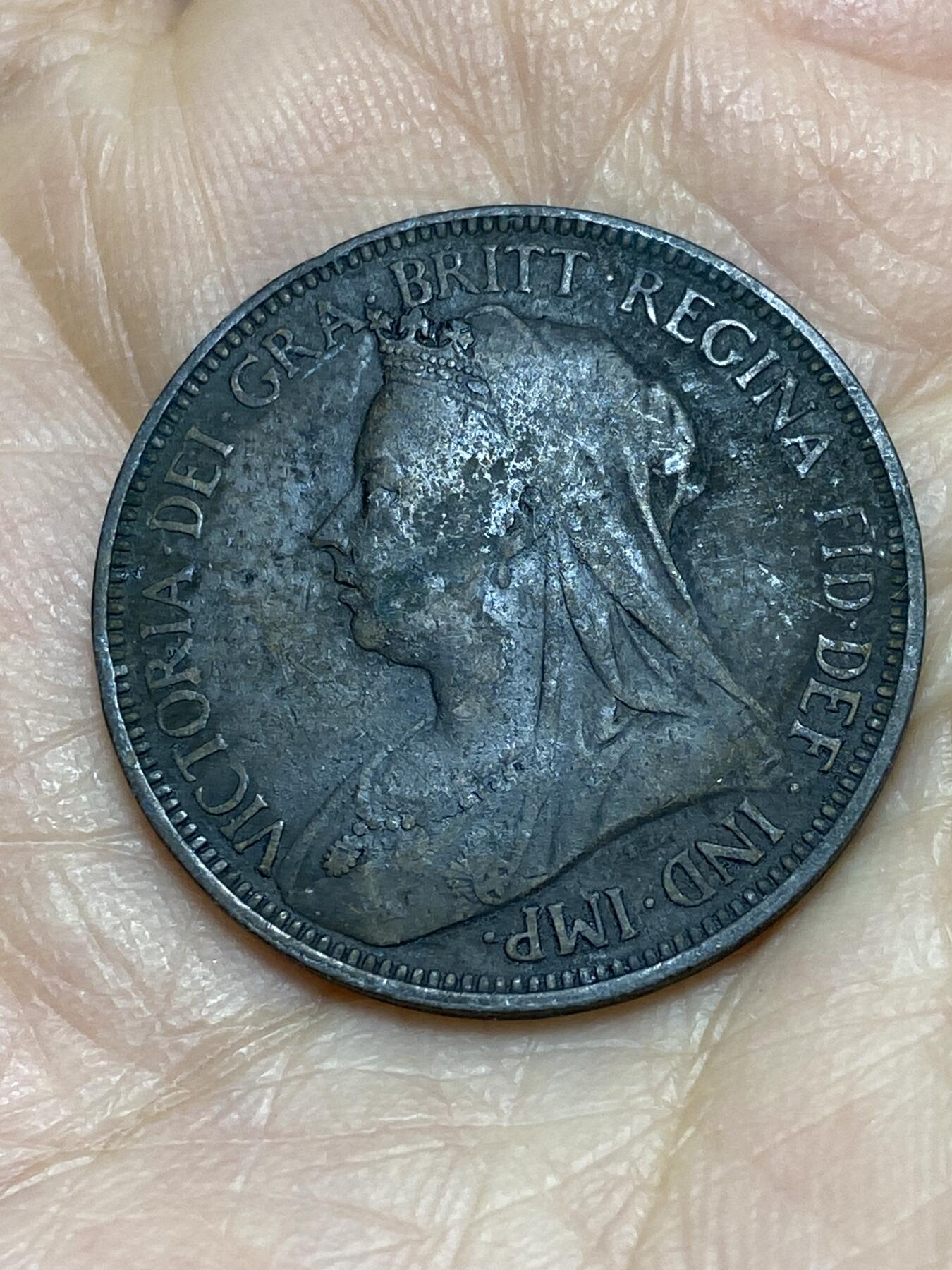 2025年第一百二十二场(总第一百四十八场）外国好品散币(免佣金) 英国🇬🇧1900年半便士(维多利亚女王老年披纱)