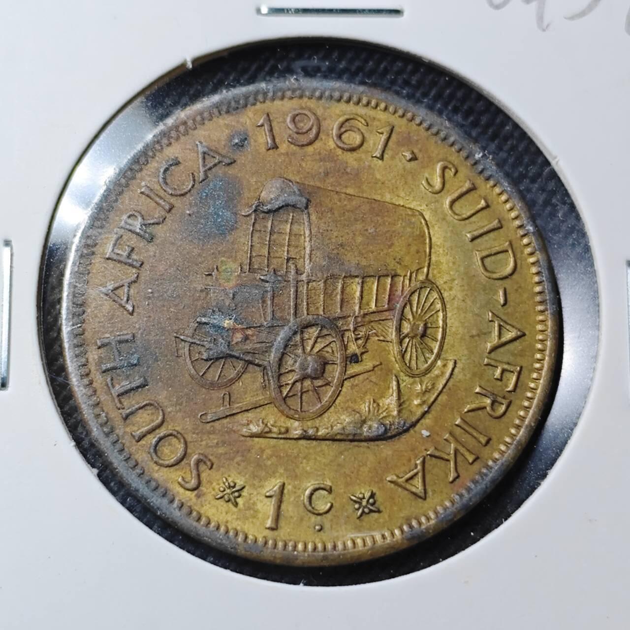 KK钱币收藏小铺  第364场  2月预留时间 周末发货 1961 南非1分铜币