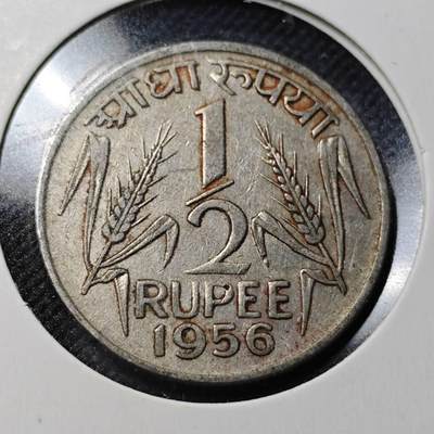 KK钱币收藏小铺  第364场  2月预留时间 周末发货 -  1956印度1/2卢比镍币
