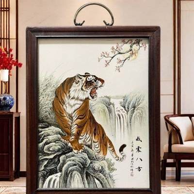 听雨轩（17）景德镇瓷板画专场 - 景德镇瓷板画（实木框） 威震八方 37*29cm