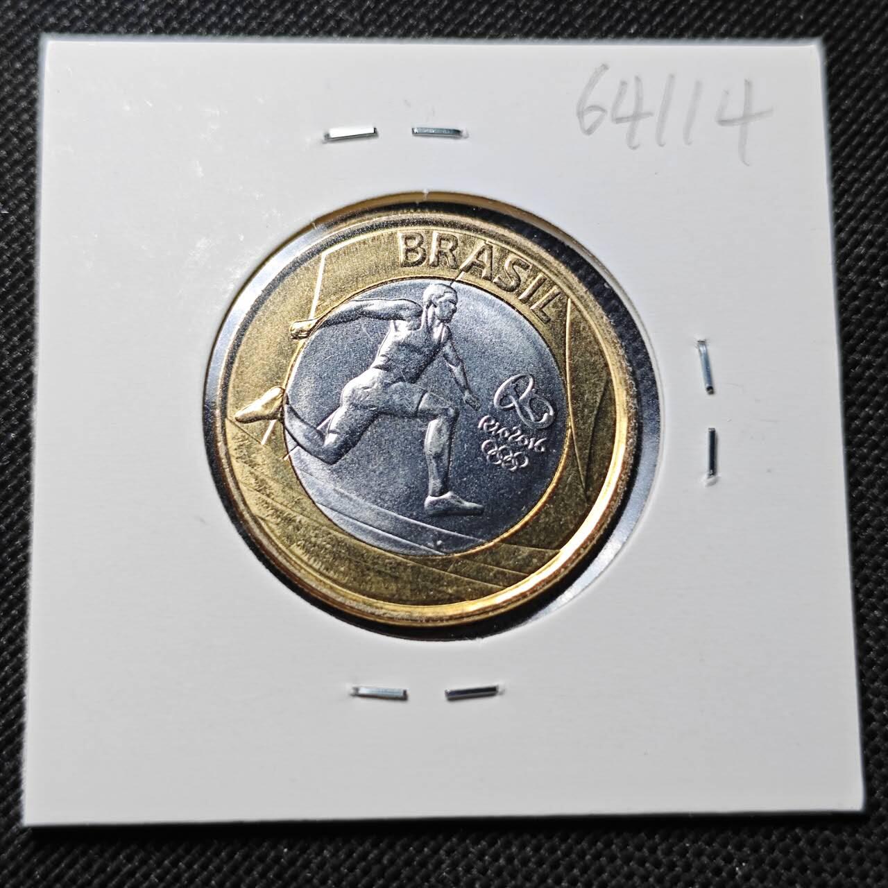 KK钱币收藏小铺  第364场  2月预留时间 周末发货  巴西1瑞尔纪念币 双色币