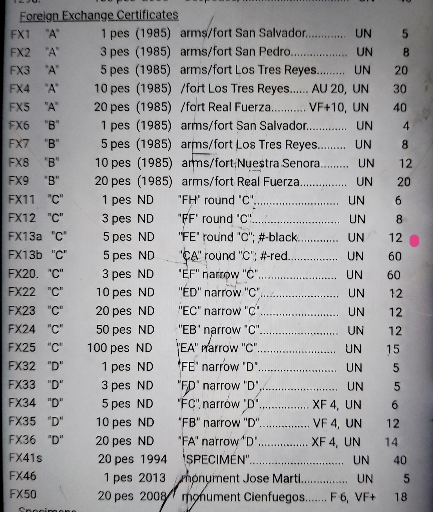 全新古巴外汇兑换券ND年份FE/C序列5比索双喜号靓品纸币