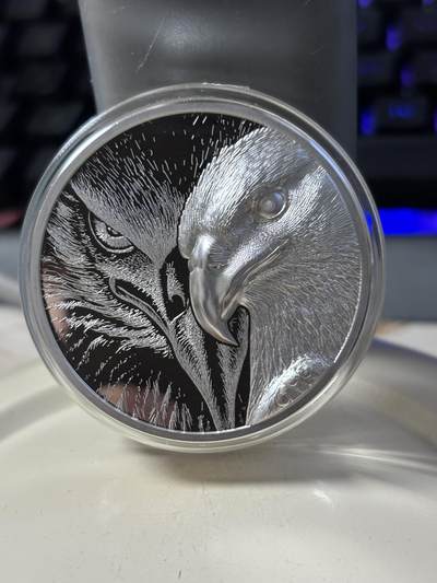 第181期拍卖 - 蒙古2020年雄鹰3盎司双面高浮雕精制纪念银币，999银，发行500枚