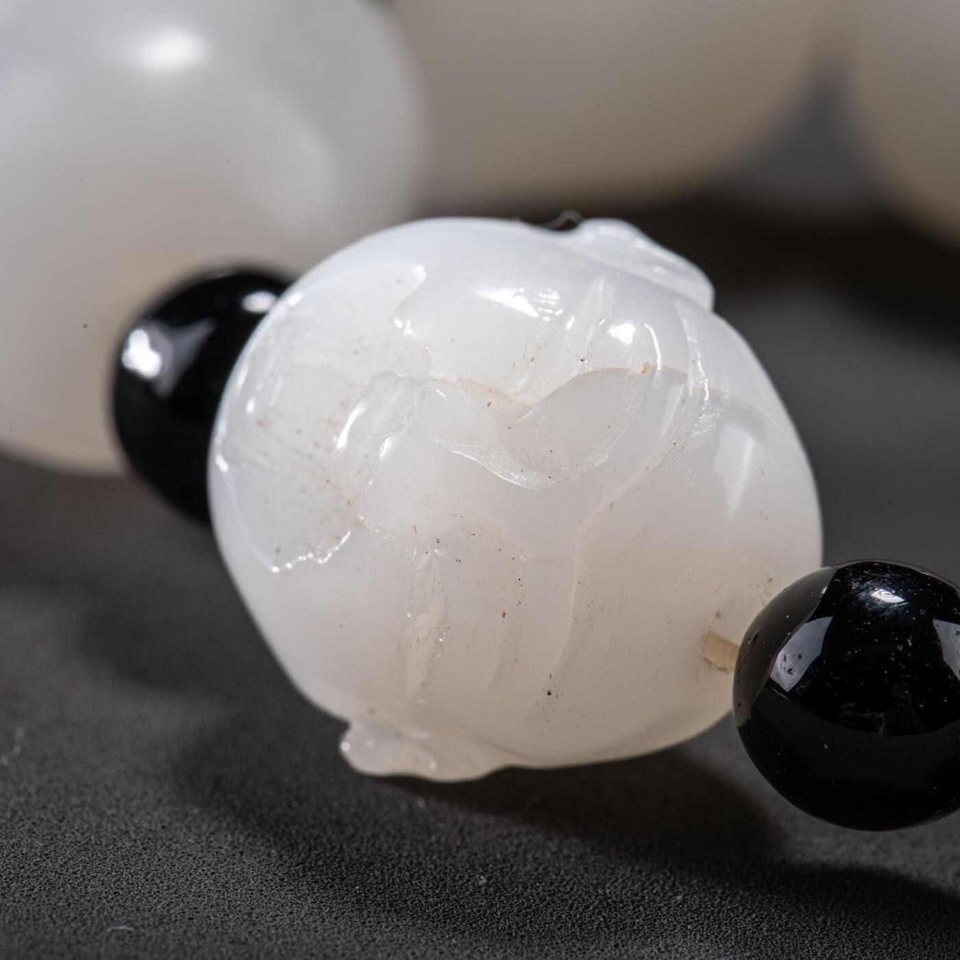 日本大阪雅和auction 2025金秋競賣會第一期 清 白玉羅漢手鏈 尺寸:L:7cm