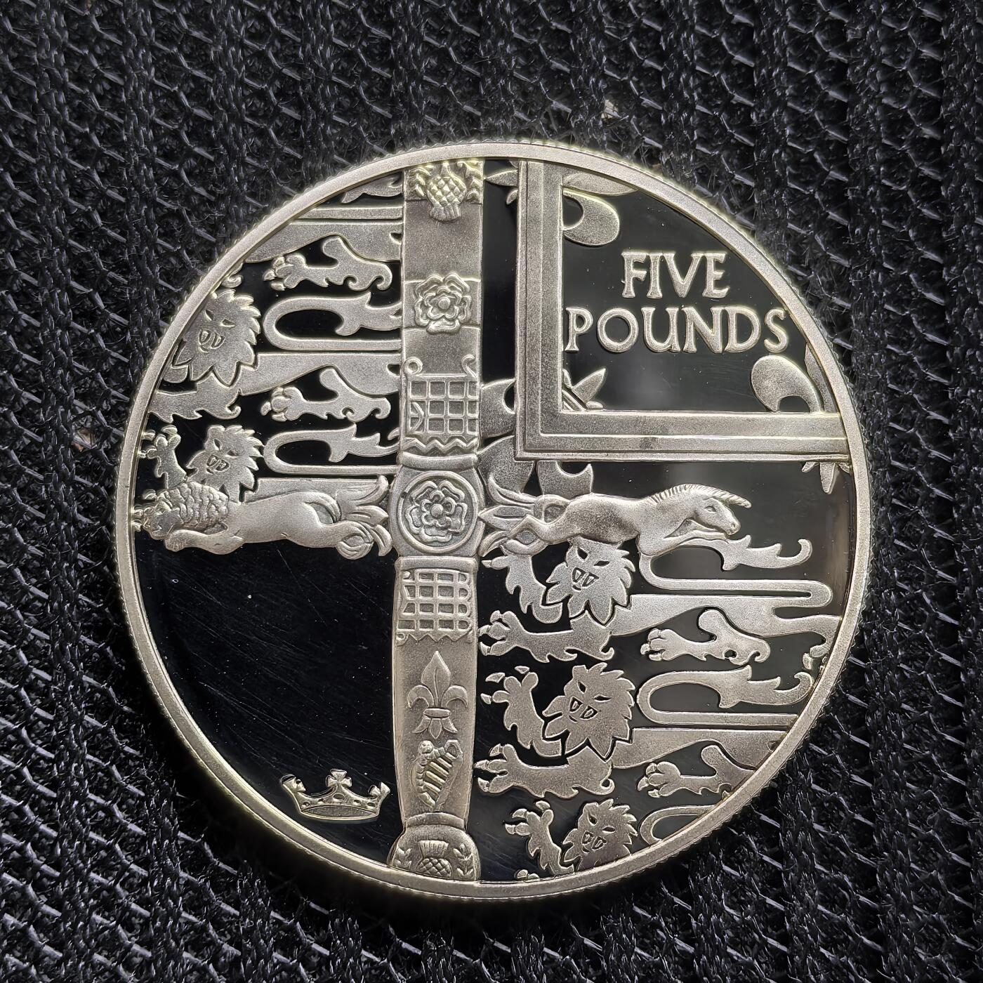 道一币馆币章第一百五十四场 镀金 奥尔德尼岛2002年伊丽莎白二世登基50周年5镑精制银币 28.28g 925S 15000