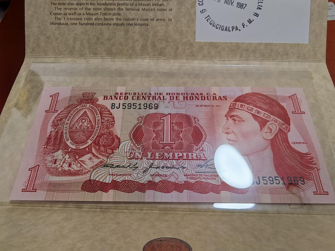 长老汇蛇年精选第七十场拍卖 世界各国钱币——洪都拉斯，含1980年1伦皮拉纸钞+1985年1分铜币