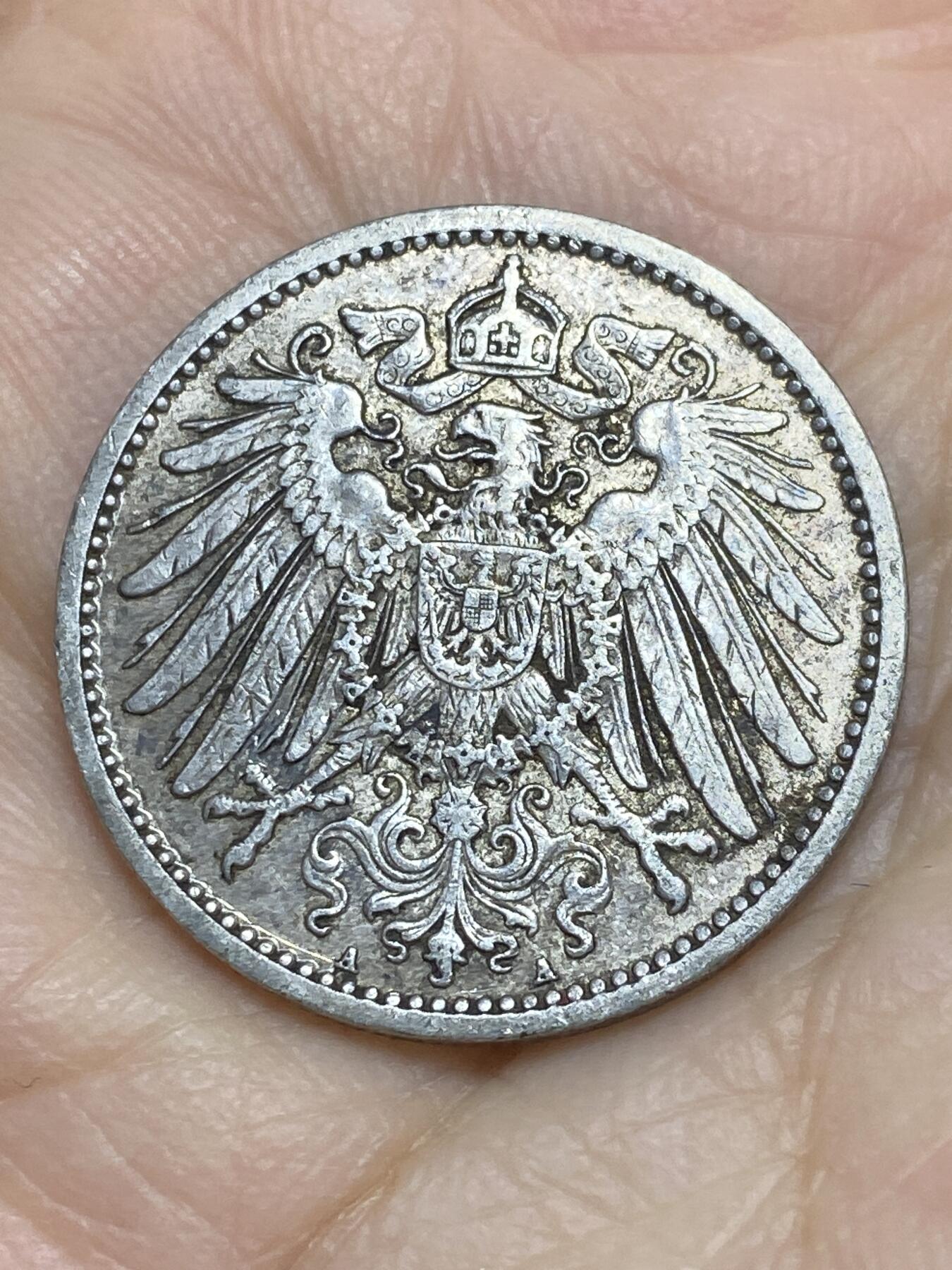 2025年第一百二十二场(总第一百四十八场）外国好品散币(免佣金) 德意志帝国1906年1马克银币(威廉二世时期，A标柏林造，900银)