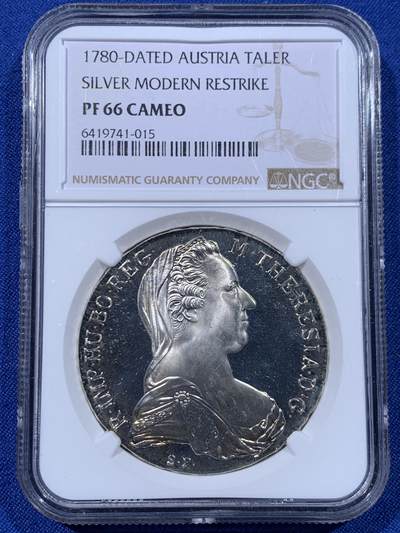 《竞宝斋》第435场 周日，周一2场连拍 （全场包邮） - NGC PF66CAMEO 奥地利1780大奶妈泰勒精制银币 后铸版