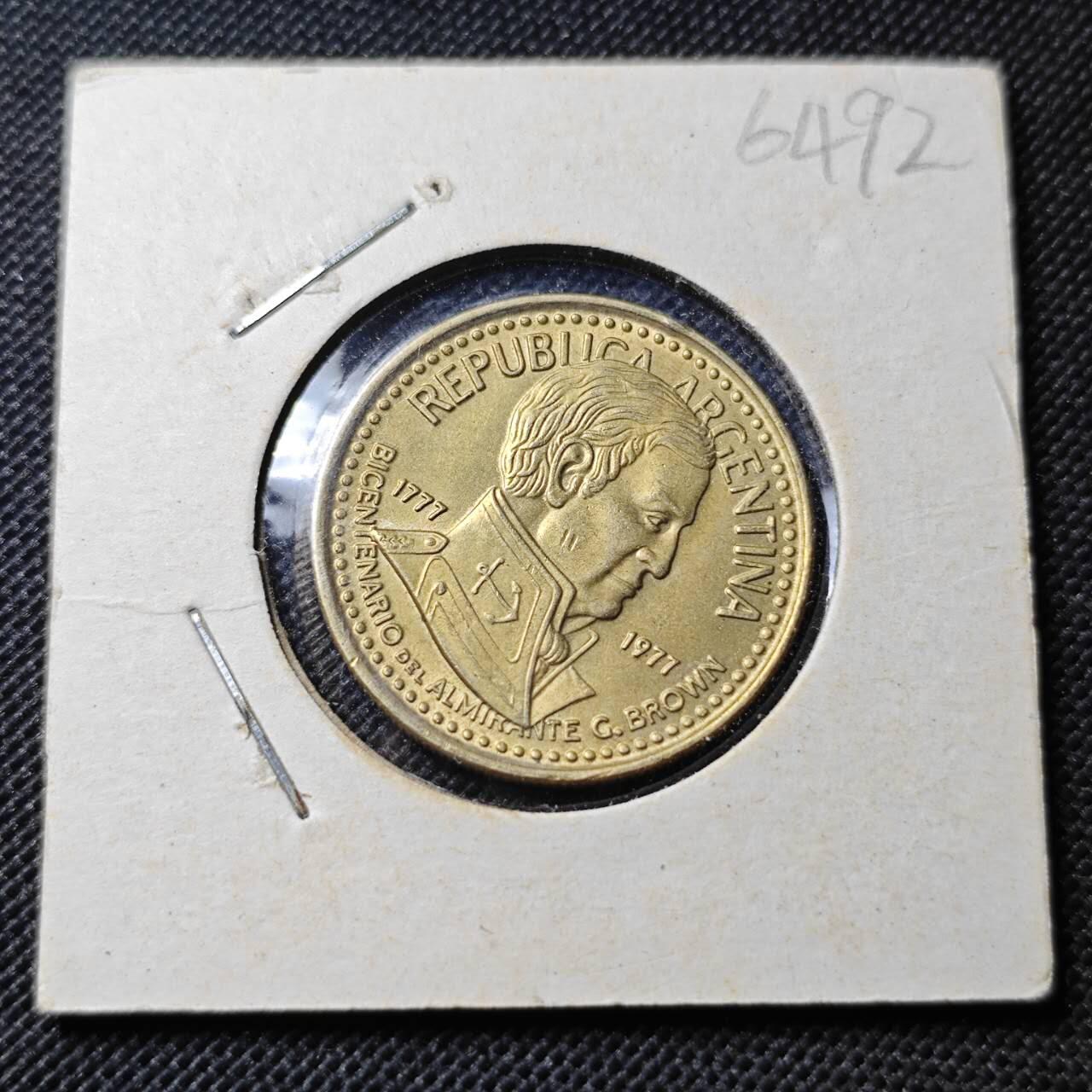 KK钱币收藏小铺  第364场  2月预留时间 周末发货  1977阿根廷10比索纪念币 不多见