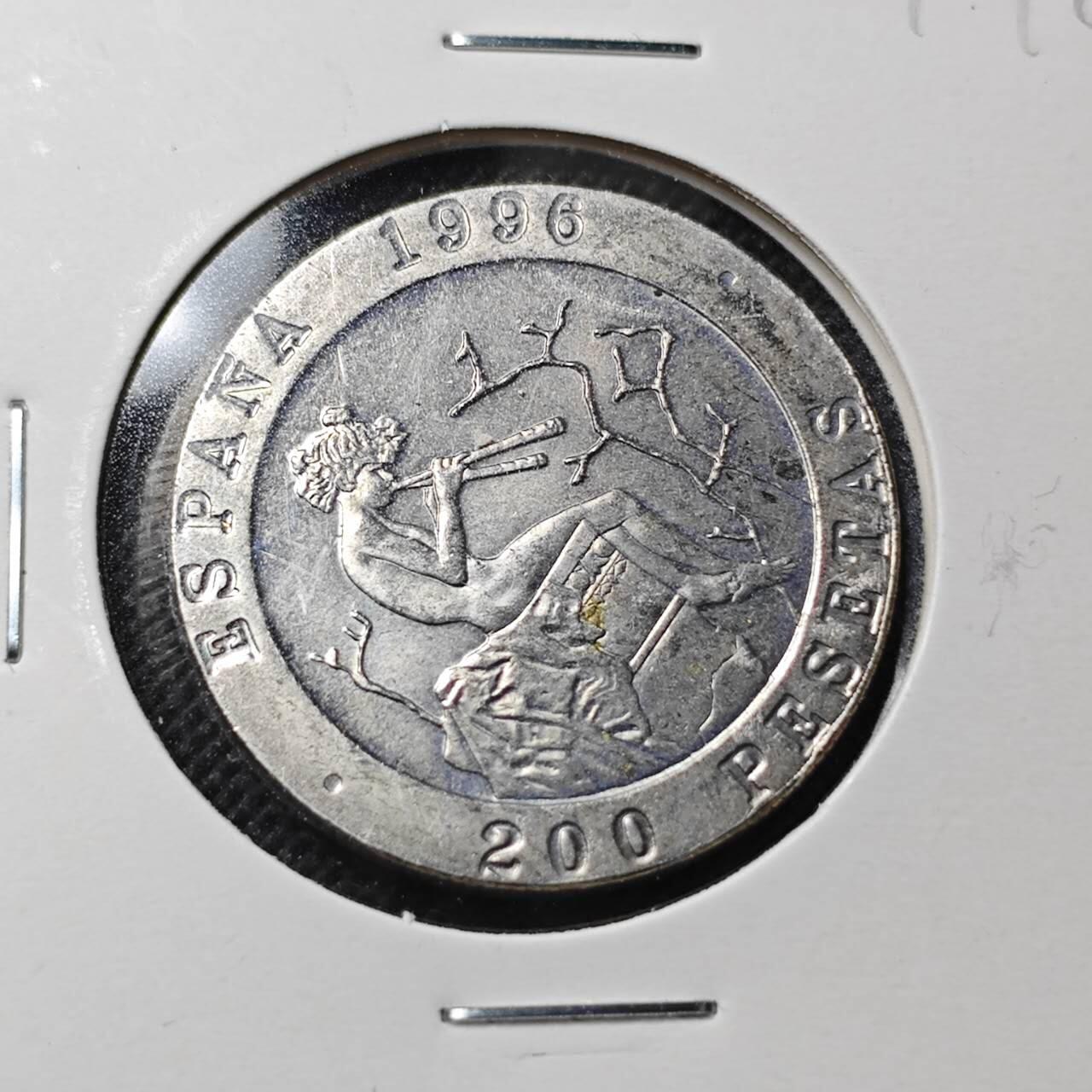 KK钱币收藏小铺  第364场  2月预留时间 周末发货 1996 西班牙200比塞塔纪念币 少见主题