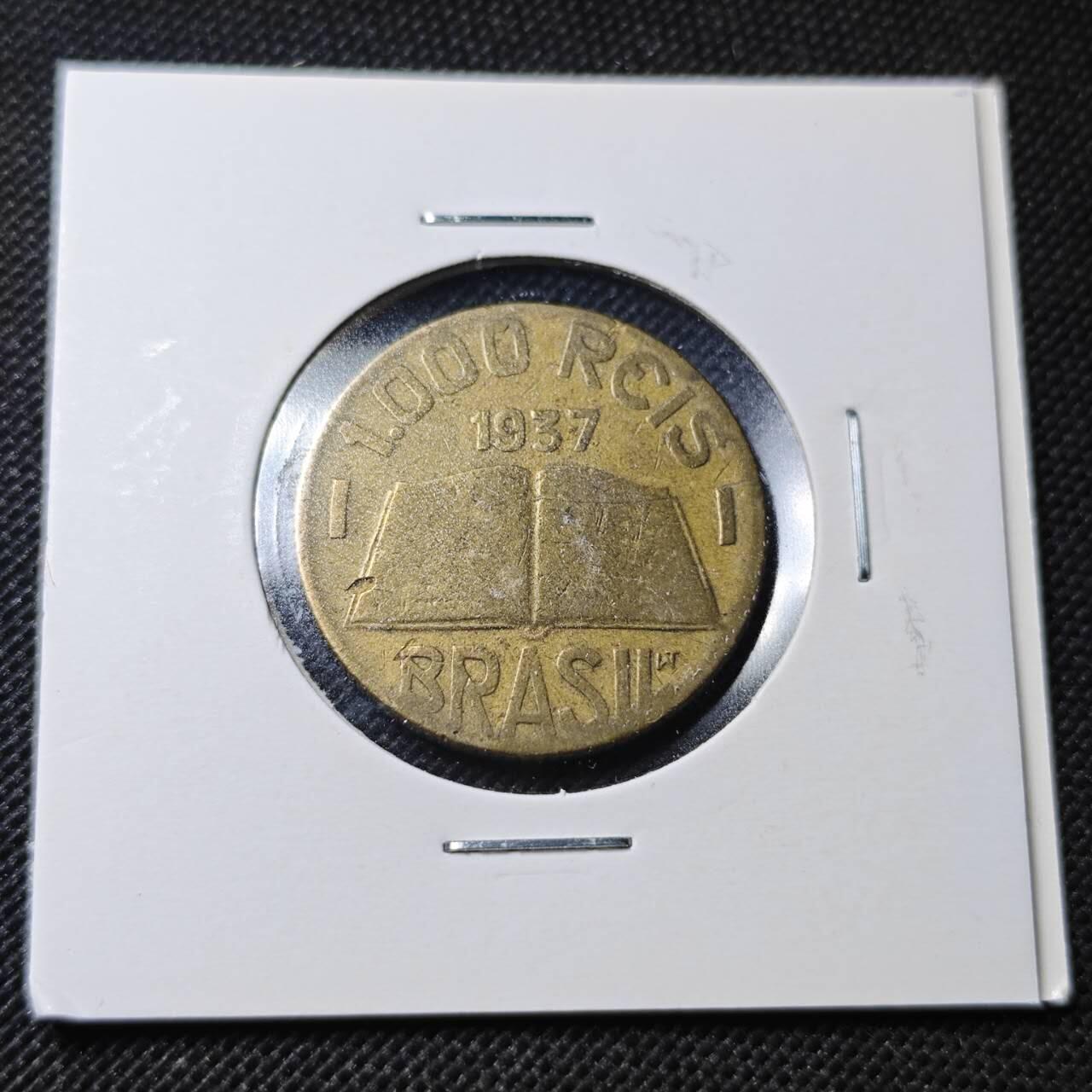 KK钱币收藏小铺  第364场  2月预留时间 周末发货  1937巴西1000瑞斯铜币