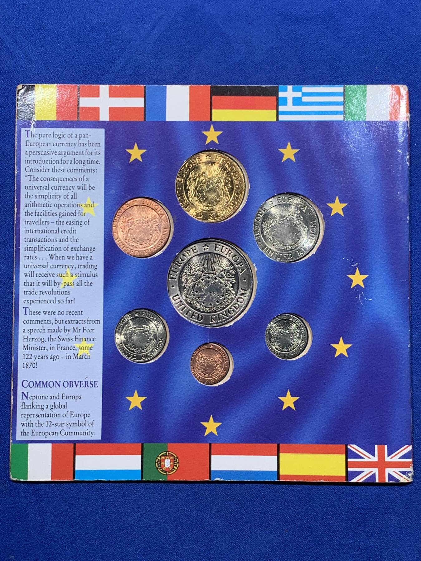 《竞宝斋》第435场 周日，周一2场连拍 （全场包邮） 欧共体1992年ECU纪念币，惠美三女神埃古版，7枚套装埃居钱币