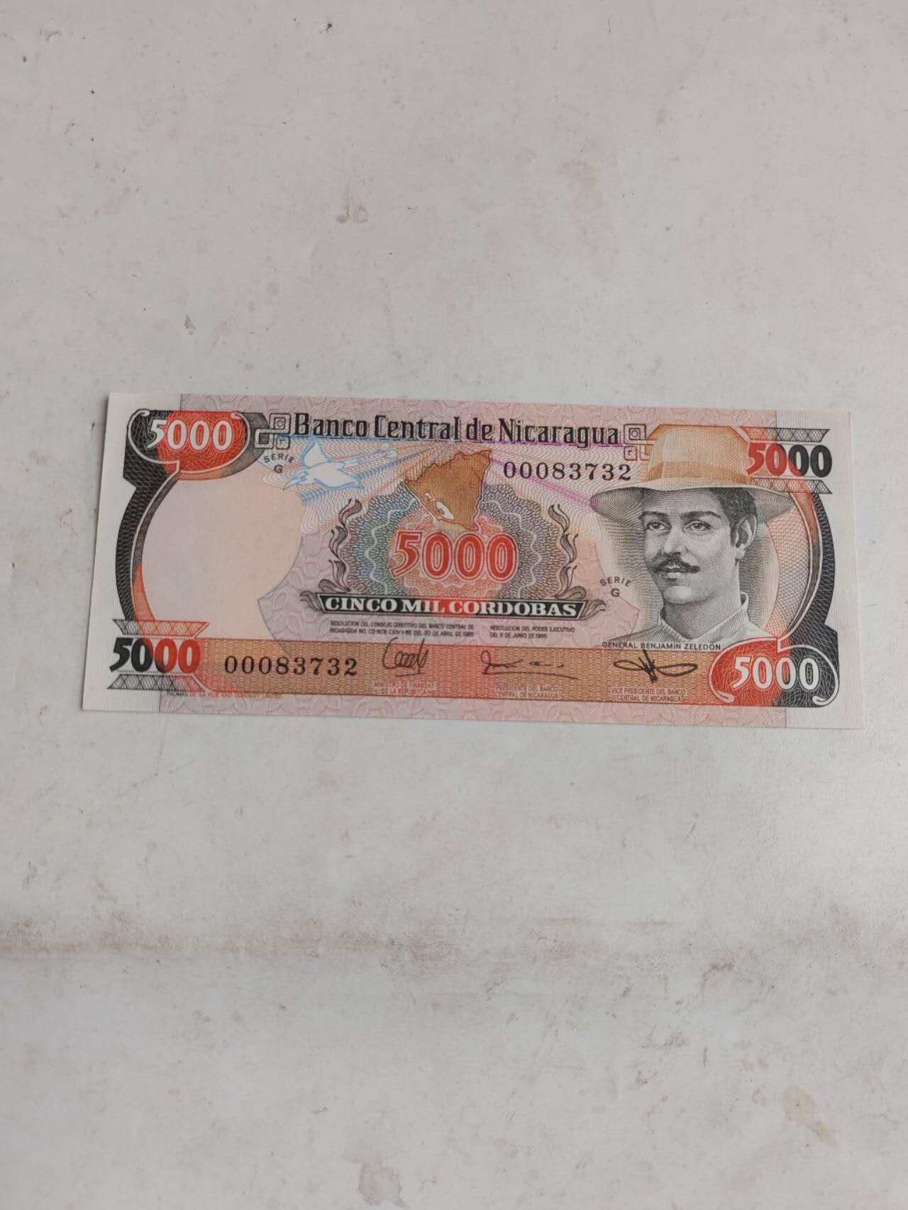 外币 全新5000尼加拉瓜