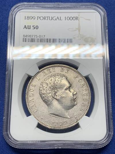 《竞宝斋》第435场 周日，周一2场连拍 （全场包邮） - NGC AU50 葡萄牙 1899年 卡洛斯一世 1000瑞斯大银币 背面大窗帘设计精美