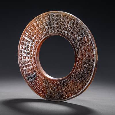 日本大阪雅和auction 2025金秋競賣會第一期 - 漢 谷紋玉璧 尺寸:D:11.5cm 備註:盒付