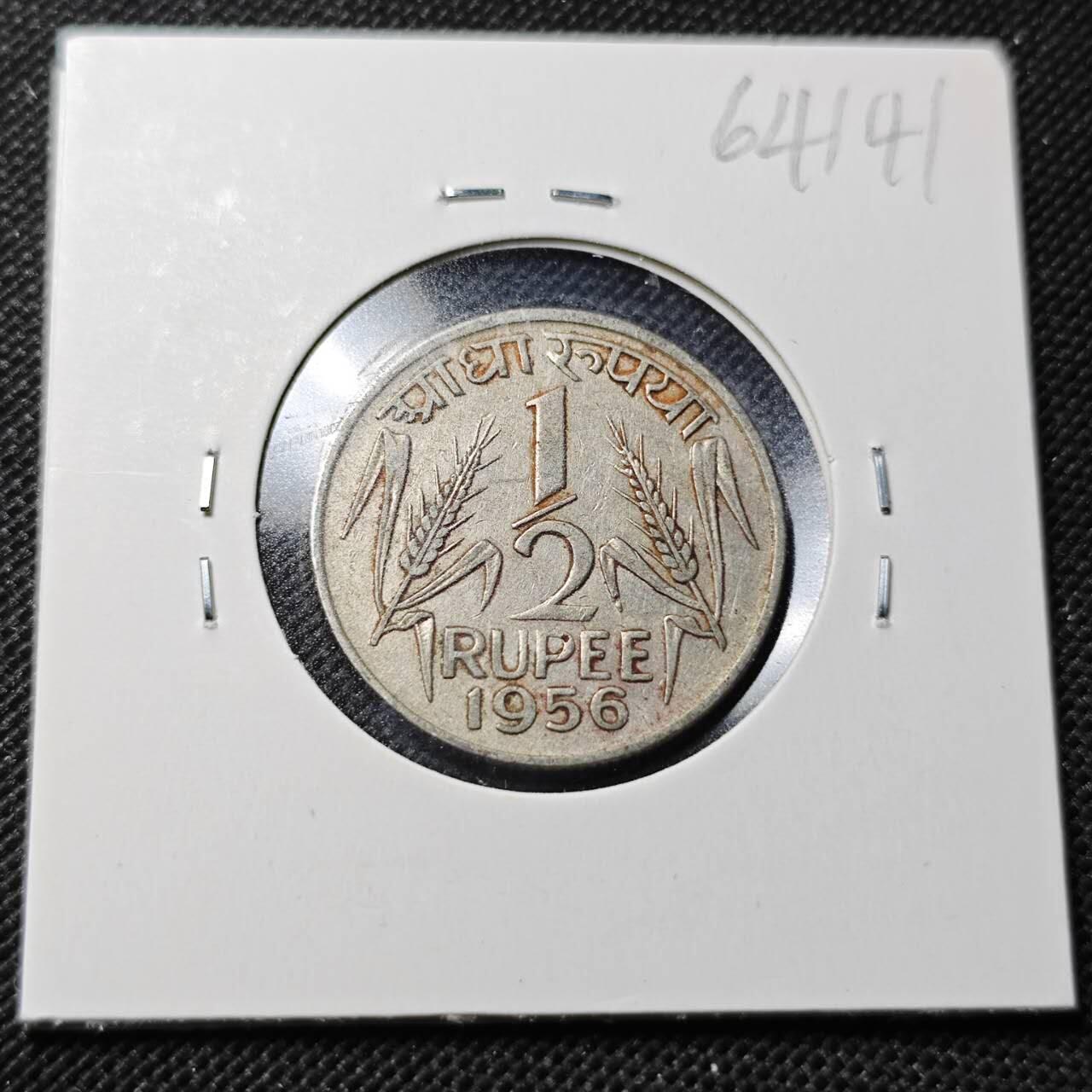 KK钱币收藏小铺  第364场  2月预留时间 周末发货  1956印度1/2卢比镍币