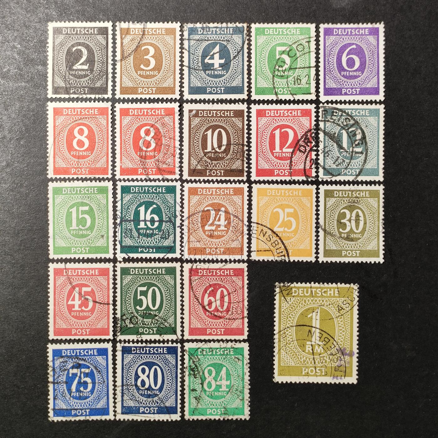 ↓君缘收藏642期☞钱币邮品↓无佣金、可寄存、满30元包邮  德国邮票联合占领区，1946年第一版盟国管制理事会发行邮票一组