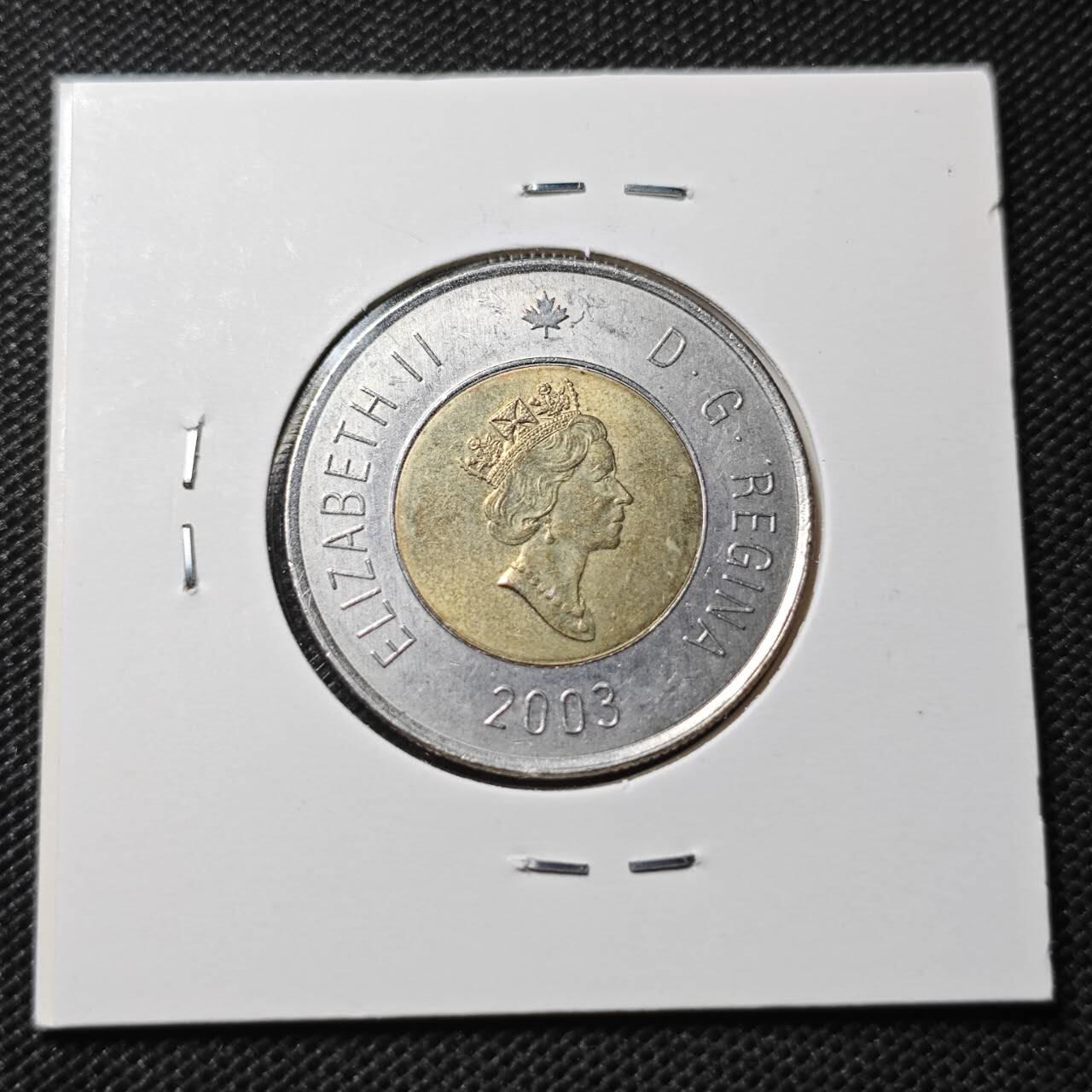 KK钱币收藏小铺  第363场  2月预留时间 周末发货 2003 加拿大2元