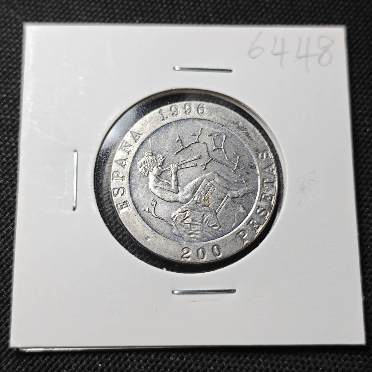KK钱币收藏小铺  第364场  2月预留时间 周末发货 1996 西班牙200比塞塔纪念币 少见主题