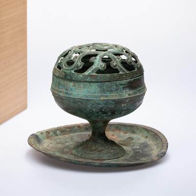 日本大阪雅和auction 2025金秋競賣會第一期 - 漢 青銅香薰 尺寸:D:20 H:16cm 備註:木箱